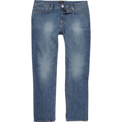 Mid blue wash Dean straight leg jeans